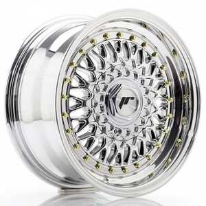 Japan racing Jr9 Silver Machined Lip With Rivet Gold 7.5x17 4/100 ET20 N74.1