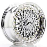 Japan racing Jr9 Silver Machined Lip With Rivet Gold 8.5x17 4/100 ET20 N74.1